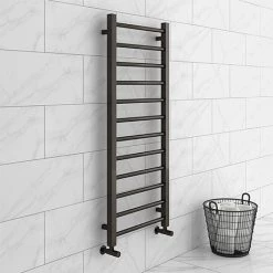 Brooklyn Black Nickel 1200 x 500mm Straight Heated Towel Rail