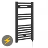 E-Diamond Electric Only Heated Towel Rail - W400mm x H720mm - Matt Black - Straight -Cheap Bathroom Heating Store 380142 prod