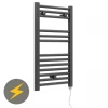 E-Diamond Electric Only Heated Towel Rail - W400mm x H720mm - Anthracite - Straight -Cheap Bathroom Heating Store 384997 p