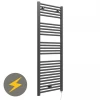 E-Diamond Electric Only Heated Towel Rail - W480mm x H1375mm - Anthracite - Straight -Cheap Bathroom Heating Store 384999 P