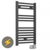 E-Diamond Electric Only Heated Towel Rail w. Digital Thermostat - W400mm x H720mm - Anthracite - Straight -Cheap Bathroom Heating Store 388525 p