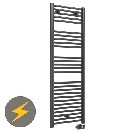 E-Diamond Electric Only Heated Towel Rail w. Digital Thermostat - W480mm x H1375mm - Anthracite - Straight 3 E-Diamond Electric Only Heated Towel Rail w. Digital Thermostat - W480mm x H1375mm - Anthracite - Straight
