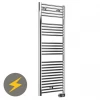 E-Diamond Electric Only Heated Towel Rail w. Digital Thermostat - W480mm x H1375mm - Chrome - Straight -Cheap Bathroom Heating Store 388535 p