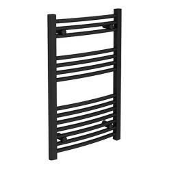 Toreno Black Curved W500 x H800mm Heated Towel Rail