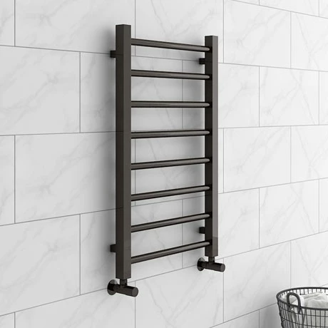 Brooklyn Black Nickel 800 x 500mm Straight Heated Towel Rail 3 Brooklyn Black Nickel 800 x 500mm Straight Heated Towel Rail
