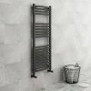 Diamond Curved Heated Towel Rail - W500 x H1200mm - Anthracite -Cheap Bathroom Heating Store ACT5X1200 n p