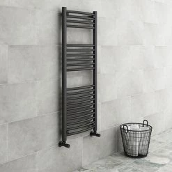 Diamond Curved Heated Towel Rail - W500 x H1200mm - Anthracite