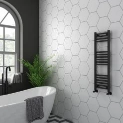 Diamond Heated Towel Rail - W300 x H1000mm - Anthracite -Cheap Bathroom Heating Store AFT3X1000 d3 460