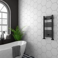 Diamond Anthracite 400 x 800mm Straight Heated Towel Rail (incl. Valves + Electric Heating Kit) -Cheap Bathroom Heating Store AFT4X800 EHK d4 460