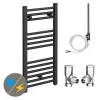 Diamond Anthracite 400 x 800mm Straight Heated Towel Rail (incl. Valves + Electric Heating Kit) -Cheap Bathroom Heating Store AFT4X800 EHK n prod
