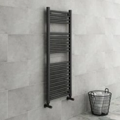 Diamond Heated Towel Rail - W500 x H1200mm - Anthracite
