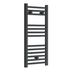 Diamond Heated Towel Rail - W300 x H800mm - Anthracite - Straight