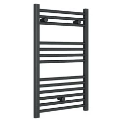 Diamond Heated Towel Rail - W500 x H800mm - Anthracite - Straight