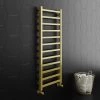 Arezzo Cube Brushed Brass 1200 x 500 Heated Towel Rail -Cheap Bathroom Heating Store AZ125BBSQ n p