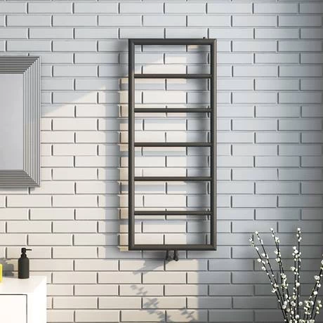 Arezzo Matt Black 1200 x 500 Ladder Heated Towel Rail 3 Arezzo Matt Black 1200 x 500 Ladder Heated Towel Rail - Image 2