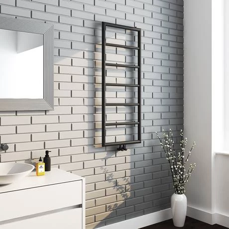 Arezzo Matt Black 1200 x 500 Ladder Heated Towel Rail 4 Arezzo Matt Black 1200 x 500 Ladder Heated Towel Rail - Image 3