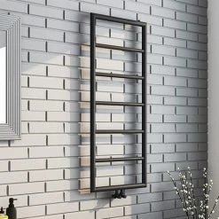 Arezzo Matt Black 1200 x 500 Ladder Heated Towel Rail