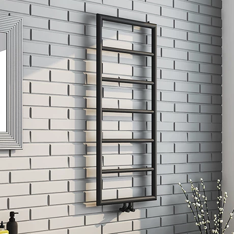 Arezzo Matt Black 1200 x 500 Ladder Heated Towel Rail 2 Arezzo Matt Black 1200 x 500 Ladder Heated Towel Rail