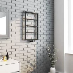 Arezzo Matt Black 800 x 500 Ladder Heated Towel Rail -Cheap Bathroom Heating Store AZ8MB d2 460