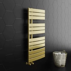 Arezzo Brushed Brass Designer Heated Towel Rail 1080 x 550mm