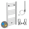 Diamond 400 x 800mm Straight Heated Towel Rail (incl. Valves + Electric Heating Kit) -Cheap Bathroom Heating Store COL003 EHK prod