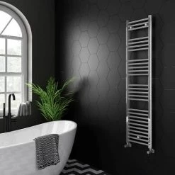 Diamond 500 x 1600mm Straight Heated Towel Rail (incl. Valves + Electric Heating Kit) -Cheap Bathroom Heating Store COL005 EHK d3 460