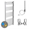 Diamond 500 x 1200mm Straight Heated Towel Rail (incl. Valves + Electric Heating Kit) -Cheap Bathroom Heating Store COL009 EHK prod1
