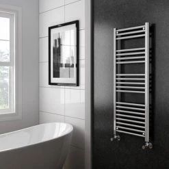 Diamond 500 x 1200mm Straight Heated Towel Rail (incl. Valves + Electric Heating Kit) -Cheap Bathroom Heating Store COL009 EHK d6 460