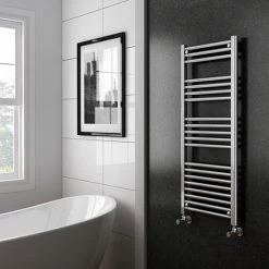 Diamond Heated Towel Rail - W500 x H1200mm - Chrome - Straight