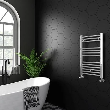 Diamond Heated Towel Rail - W500 x H800mm - Chrome - Straight 4 Diamond Heated Towel Rail - W500 x H800mm - Chrome - Straight - Image 2