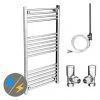 Diamond 500 x 1000mm Straight Heated Towel Rail (incl. Valves + Electric Heating Kit) -Cheap Bathroom Heating Store COL015 EHK n p