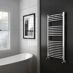 Diamond Curved Heated Towel Rail - 600mm x 1200mm - Chrome