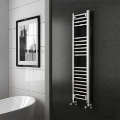 Diamond Heated Towel Rail - W300 x H1200mm - Chrome - Straight