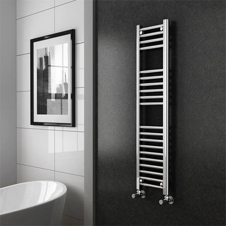 Diamond Heated Towel Rail - W300 x H1200mm - Chrome - Straight 3 Diamond Heated Towel Rail - W300 x H1200mm - Chrome - Straight
