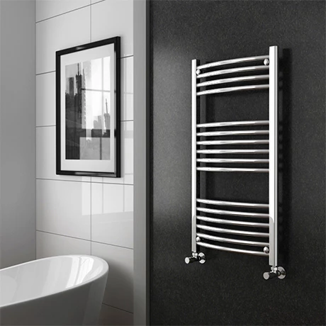 Diamond Curved Heated Towel Rail - W600 x H1000mm - Chrome 3 Diamond Curved Heated Towel Rail - W600 x H1000mm - Chrome