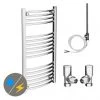 Diamond 500 x 1000mm Curved Heated Towel Rail (incl. Valves + Electric Heating Kit) -Cheap Bathroom Heating Store COL025 EHK n p