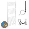 Diamond White 500 x 1200mm Straight Heated Towel Rail (incl. Valves + Electric Heating Kit) 2 Diamond White 500 x 1200mm Straight Heated Towel Rail (incl. Valves + Electric Heating Kit) -Cheap Bathroom Heating Store COL031 EHK p