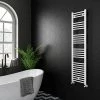 Diamond Heated Towel Rail - W400 x H1600mm - White - Straight -Cheap Bathroom Heating Store COL034 n p