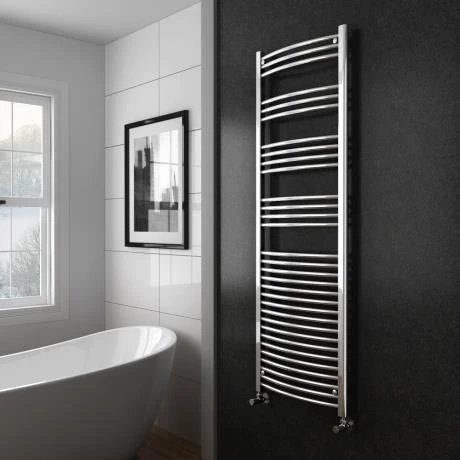 Diamond Curved Heated Towel Rail - W600 x H1800mm - Chrome 4 Diamond Curved Heated Towel Rail - W600 x H1800mm - Chrome - Image 2