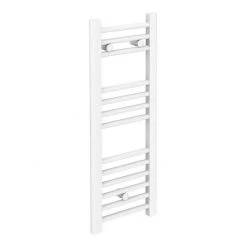 Diamond Heated Towel Rail - W300 x H800mm - White - Straight