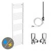Diamond White 500 x 1600mm Straight Heated Towel Rail (incl. Valves + Electric Heating Kit) -Cheap Bathroom Heating Store COL047 EHK p