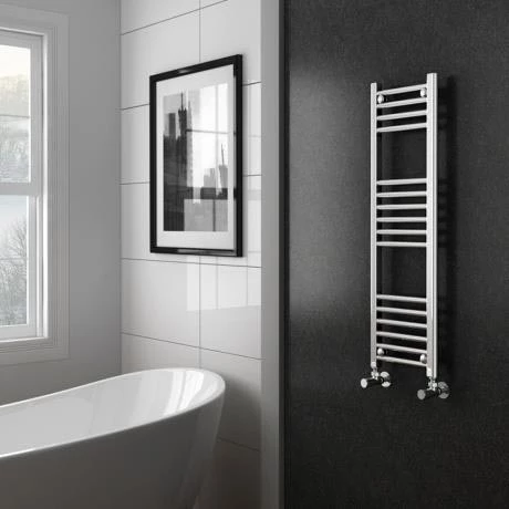 Diamond Heated Towel Rail - W300 x H1000mm - Chrome - Straight 4 Diamond Heated Towel Rail - W300 x H1000mm - Chrome - Straight - Image 2