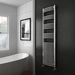 Diamond Curved Heated Towel Rail - W500 x H1800mm - Chrome