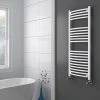Diamond Curved Heated Towel Rail - W500 x H1200mm - White -Cheap Bathroom Heating Store COL051 N P