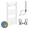 Diamond White 400 x 800mm Straight Heated Towel Rail (incl. Valves + Electric Heating Kit) -Cheap Bathroom Heating Store COL055 EHK prod