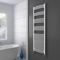 Diamond Curved Heated Towel Rail - W600 x H1800mm - White