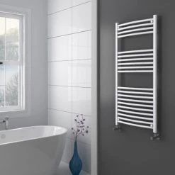 Diamond Curved Heated Towel Rail - W600 x H1200mm - White -Cheap Bathroom Heating Store COL057 lifestyle towel rail 460