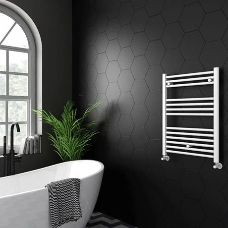 Diamond Heated Towel Rail - W600 x H800mm - White - Straight 4 Diamond Heated Towel Rail - W600 x H800mm - White - Straight - Image 2
