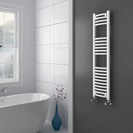 Diamond Curved Heated Towel Rail - W300 x H1200mm - White 4 Diamond Curved Heated Towel Rail - W300 x H1200mm - White - Image 2