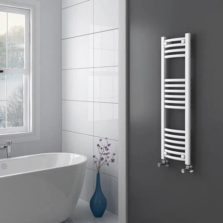 Diamond Curved Heated Towel Rail - W300 x H1000mm - White 4 Diamond Curved Heated Towel Rail - W300 x H1000mm - White - Image 2
